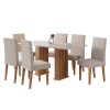 Conjunto Sala de Jantar Lucerna Mesa 160x80cm Tampo sem Vidro com 6 Cadeiras Venus Mel/Blonde/Pastel- Casa Giulia