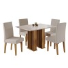 Conjunto Sala de Jantar Quebec Mesa 120x80com Tampo sem Vidro e 4 Cadeiras Venus Mel/Blonde/Pastel - Casa Giulia