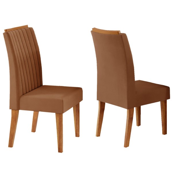 Kit com 2 Cadeiras Malibu Pés em Mdf Mel/Terracota - Casa Giulia