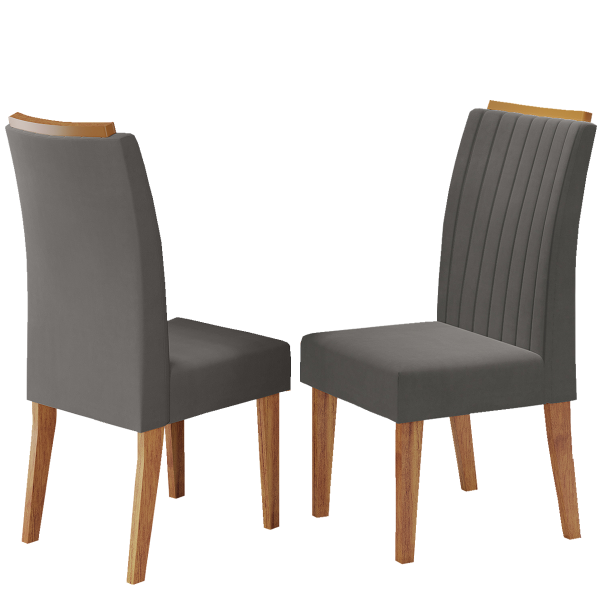 Kit com 2 Cadeiras Malibu Pés em Mdf Mel/Cinza - Casa Giulia