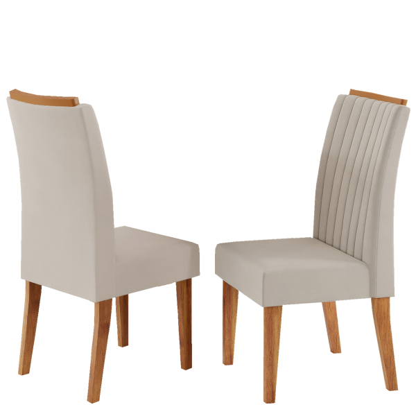 Kit com 2 Cadeiras Malibu Pés em Mdf Mel/Bege - Casa Giulia