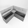 Conjunto Canto Alemão Baú Prestigio com Mesa 120x80cm e 2 Cadeiras Milao Mel/Linho Kaki- Casa Giulia
