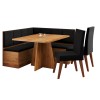 Conjunto Canto Alemão Baú Prestigio com Mesa 120x80cm e 2 Cadeiras Milao Mel Veludo Preto - Casa Giulia