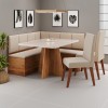 Conjunto Canto Alemão Baú Prestigio Mesa 120x80cm e 2 Cadeiras Milão Mel/Off White/Linho Bronze - Casa Giulia