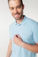 Camisa Polo Piquet  com Relevo e Bordado Marca e Logo - Azul
