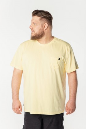 Camiseta Básica com Bolso 100% Algodão - Amarelo