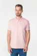 Camisa Polo Piquet  com Relevo e Bordado Marca e Logo - Rosa