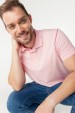 Camisa Polo Piquet  com Relevo e Bordado Marca e Logo - Rosa