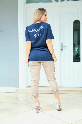 Camiseta Básica Algodão Premium - Gola C - Manifesto - Weller You - Azul Marinho