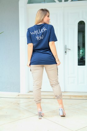 Camiseta Básica Algodão Premium - Gola C - Manifesto - Weller You - Azul Marinho