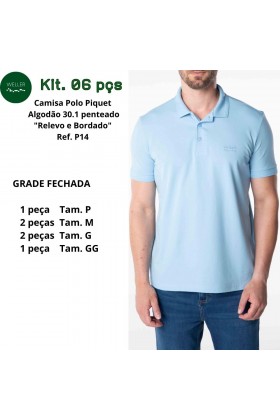 Kit Camisa Polo Piquet Weller Bordado - Azul