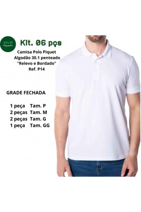 Kit Camisa Polo Piquet Weller Bordado - Branco