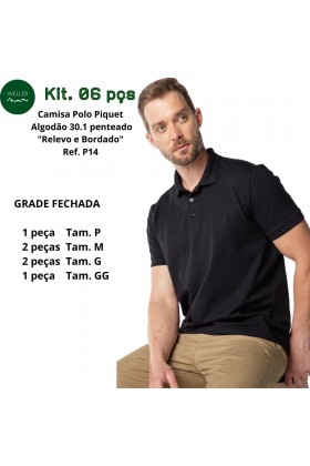 Kit Camisa Polo Piquet Weller Bordado - Preto