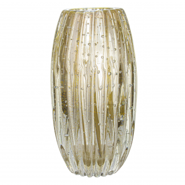 Vaso de Murano Pisa M Cristal com Ouro 24k