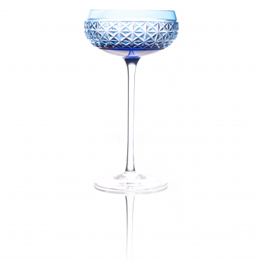 Taça de Cristal Lapidado Coupe 200ml Azul Escuro