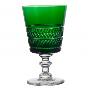 Taça Cristal Lapidado 21 P/água Verde Escuro 450ml