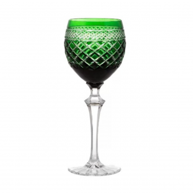 Taça Cristal Lapidado 79 P/ Vinho Tinto Verde Escuro 380ml