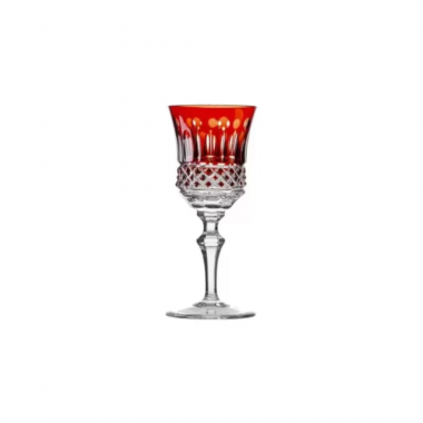 Taça Cristal Lapidado 69 Flauta P/Licor 70ml Vermelho