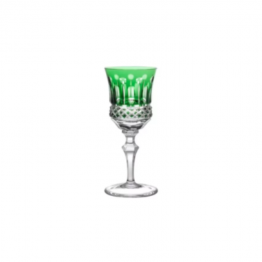 Taça Cristal Lapidado 69 Flauta P/Licor 70ml Verde Escuro