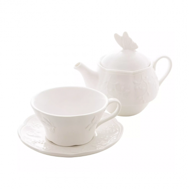 Kit 3 Pcs P/Cha de Porcelana Butterfly Flower