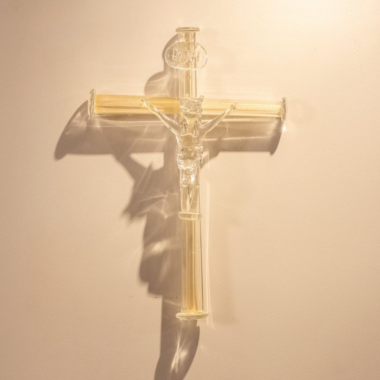 Crucifixo  Murano Cristal com Ouro 24k