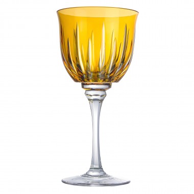 Taça de Cristal Lapidado 66 P/Agua Amarelo