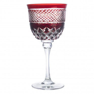 Taça Cristal Lapidado 78 P/água Vermelho