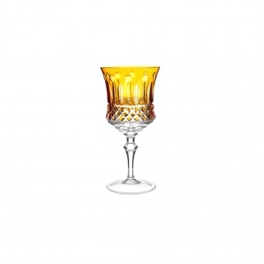 Taça Cristal Lapidado 69 Flauta P/Licor 70ml Amarelo