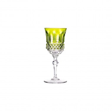 Taça Cristal Lapidado 69 Flauta P/Licor 70ml Verde Claro