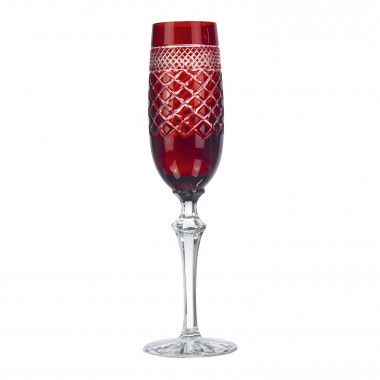 Taça Cristal Lapidado 79 P/Champagne Vermelho 230ml