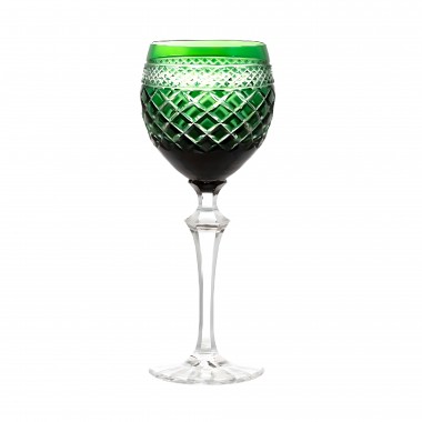 Taça Cristal Lapidado 79 P/ Vinho Tinto Verde Escuro 380ml