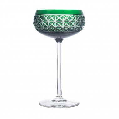 Taça de Cristal Lapidado 04 Coupe 200ml Verde Escuro