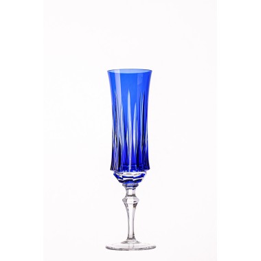 Taça Cristal Lapidado 66 P/Champagne Azul Escuro 210ml