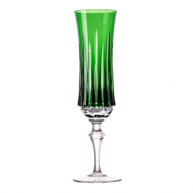 Taça Cristal Lapidado 66 P/Champagne Verde Escuro 210ml