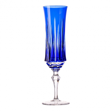 Taça Cristal Lapidado 66 P/Champagne Azul Escuro 210ml