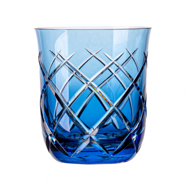 Copo de Cristal Lapidado Whisky Azul Claro 410ml