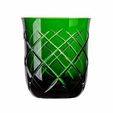 Copo de Cristal Lapidado Whisky Verde Escuro 410ml