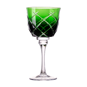 Taça Cristal Lapidado P/água Verde Escuro 520ml
