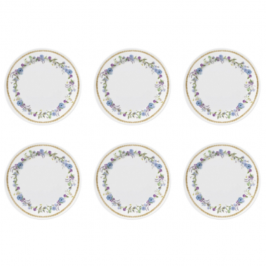 Conjunto 6 Pratos Sobremesa de Porcelana Floral Chic