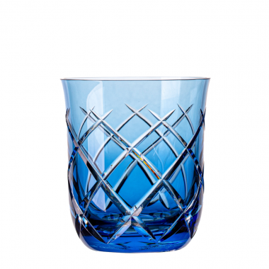 Copo de Cristal Lapidado Whisky Azul Claro 410ml