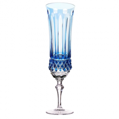 Taça Cristal Lapidado P/Champagne Mozart 69 Azul Claro 210ml