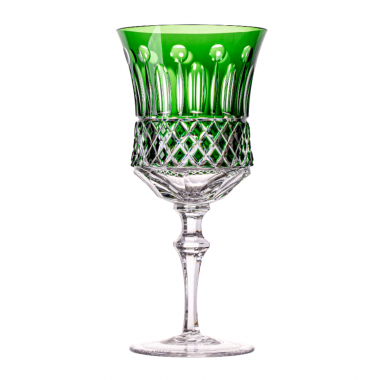 Taça Cristal Lapidado 69 P/água Verde Escuro Mozart 370ml