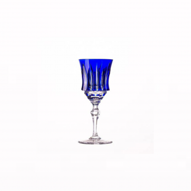 Taça Cristal Lapidado 66 Licor Azul Escuro 80ml