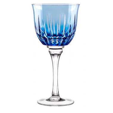 Taça de Cristal Lapidado 66 P/Agua Azul Claro