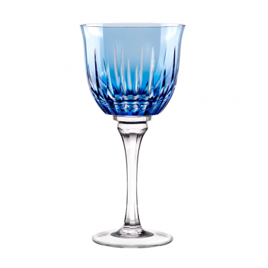 Taça de Cristal Lapidado 66 P/Vinho Tinto Azul Claro