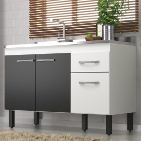 Balcão de Cozinha Branco/Preto Monaco 2 Portas e 2 Gavetas