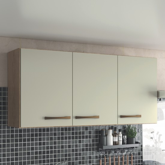 Armário de Cozinha 3 Portas Aéreo Suspenso Castanho/Offwhite