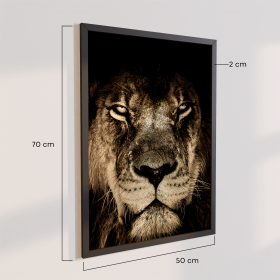 Quadro Decorativo Natureza Leão Business 70x50 com Moldura