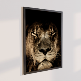 Quadro Decorativo Natureza Leão Business 70x50 com Moldura