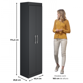 Armário Multiuso 2 Portas 4 Prateleiras Office - Cinza